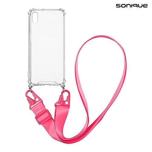 Θήκη Σιλικόνης με Strap Sonique Armor Clear Apple iPhone XS MAX Φούξια