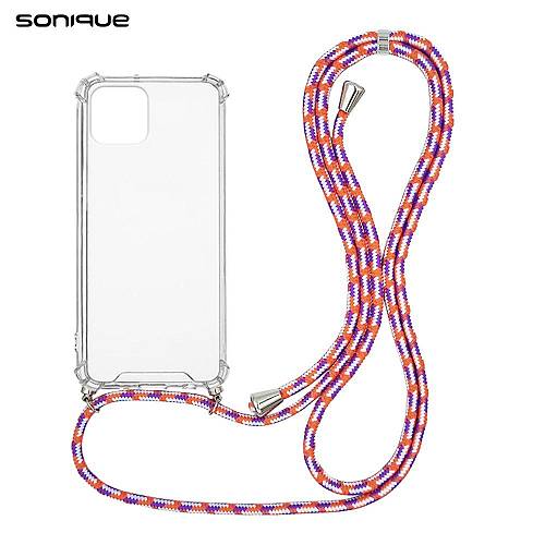 Θήκη Σιλικόνης με Κορδόνι Sonique Armor Clear Apple iPhone 11 Pro Rainbow Κοραλλί