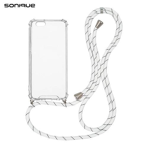 Θήκη Σιλικόνης με Κορδόνι Sonique Armor Clear Apple iPhone 6/6s Rainbow Λευκό