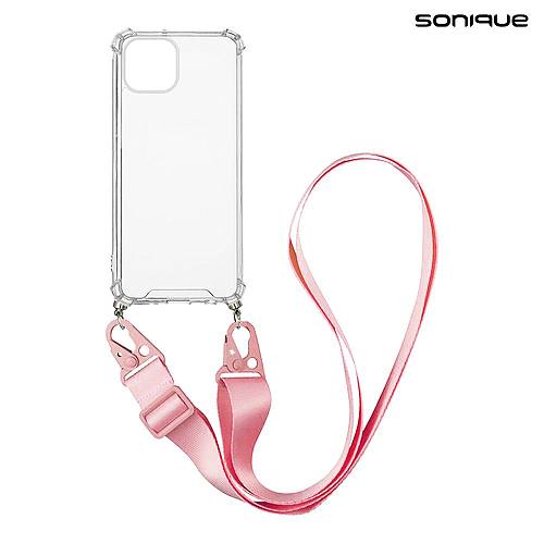 Θήκη Σιλικόνης με Strap Sonique Armor Clear Apple iPhone 15 Plus Ροζ