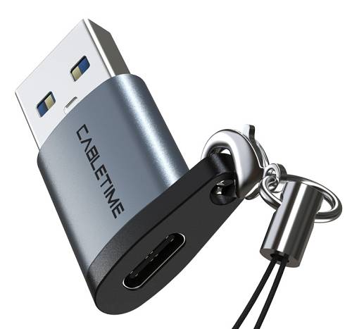 CABLETIME αντάπτορας USB-C σε USB CT-AMCF, 2.1A, 5Gbps, γκρι 5210131038451