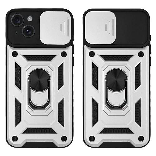 Θήκη Ring Armor CamPro Sonique για Apple iPhone 15 Plus Ασημί