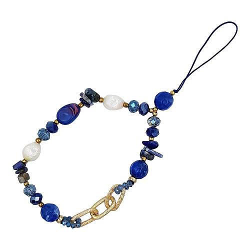 Βραχιόλι Λουράκι Sonique Halki από Πέτρα & Ακρυλικό Γυαλί 30cm για Κινητό Μπλέ
