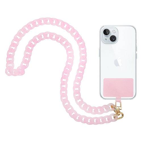 Κολιέ Λουράκι Sonique Rainbow Ακρυλικό 90cm για Κινητό Ροζ