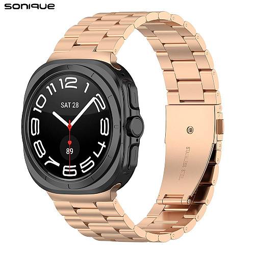 Λουράκι Stainless Steel Bracelet Sonique Classic για Samsung Galaxy Watch 7 Ultra (47mm) Ροζ Χρυσό