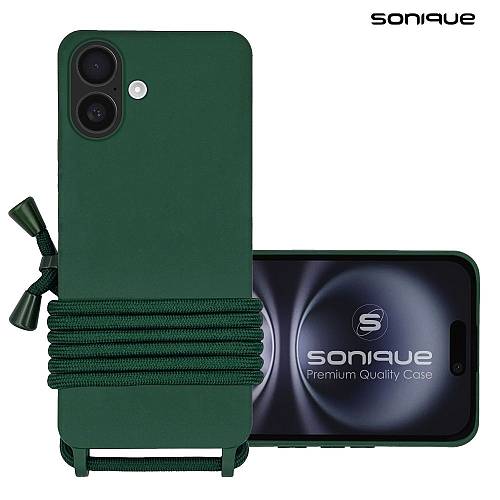 Θήκη Σιλικόνης με Κορδόνι CarryHang Sonique Apple iPhone 16 Πράσινο Σκούρο