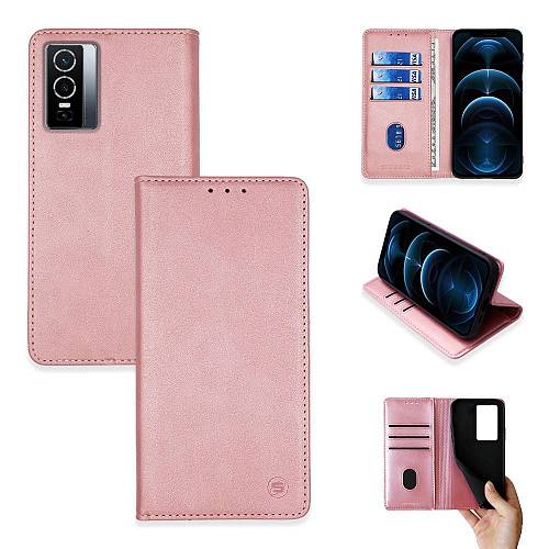 Θήκη Πορτοφόλι Vintage Magnet Wallet Sonique VIVO Y74s / VIVO Y76 5G Ροζ Χρυσό