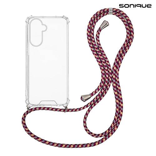Θήκη Σιλικόνης με Κορδόνι Sonique Armor Clear Samsung Galaxy A56 5G Rainbow Μπορντό