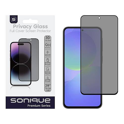 Privacy Glass Sonique Premium Series HD Full Cover 9H Samsung Galaxy A36 5G / Galaxy A56 5G / Galaxy S24 FE 5G / Galaxy S25 FE 5G / Galaxy A37 5G / Galazy A57 5G Μαύρο