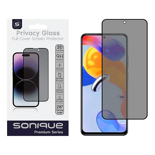 Privacy Glass Sonique Premium Series HD Full Cover 9H Xiaomi Redmi Note 11 Pro 4G/5G / Redmi Note 12 Pro 4G Μαύρο