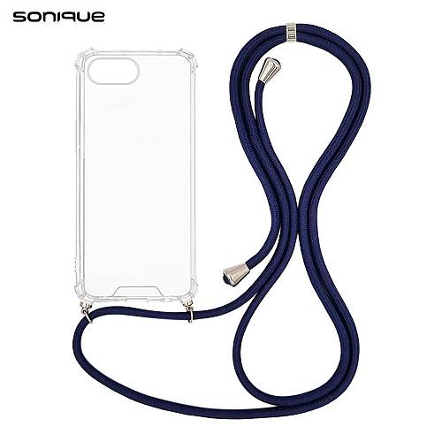 Θήκη Σιλικόνης με Κορδόνι Sonique Armor Clear Apple iPhone 16e Μπλε Σκούρο