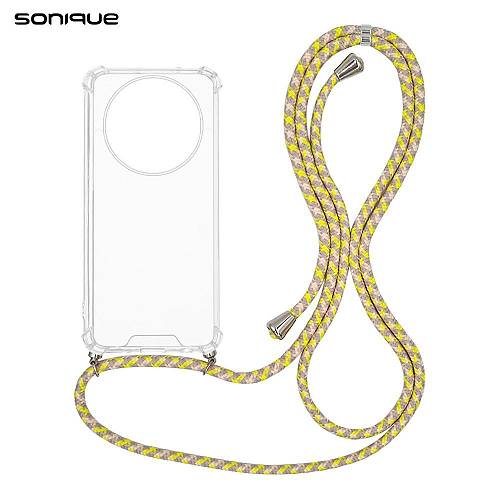 Θήκη Σιλικόνης με Κορδόνι Sonique Armor Clear Realme 14 Pro 5G Rainbow Κίτρινο