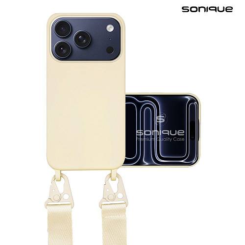 Θήκη Σιλικόνης με Strap CarryHang Sonique Apple iPhone 17 Pro Μπεζ