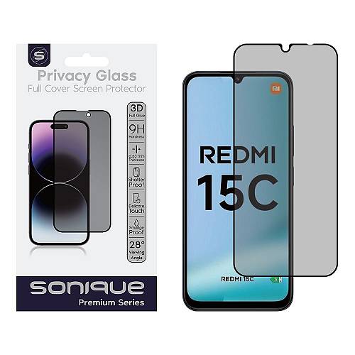 Privacy Glass Sonique Premium Series HD Full Cover 9H Xiaomi Redmi 15C 4G / Redmi 15C 5G / Poco C85 4G Μαύρο