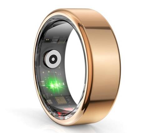 Techsuit - Premium Smart Ring (R02) - Unisex, Pulse/Sleep/Fitness Monitor, Oxygen Saturation, QRing, Size 62.2mm - Rose Gold