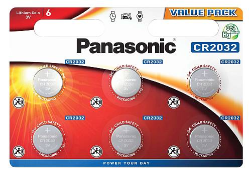 PANASONIC μπαταρία λιθίου, CR2032, 3V, 6τμχ 5410853043836
