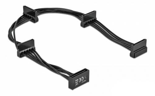 DELOCK καλώδιο SATA 15pin σε 4x SATA 15pin 60395, 40cm, μαύρο 60395