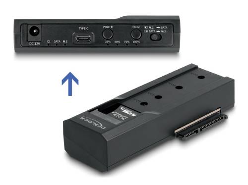 DELOCK docking station για M.2 NVMe/SATA ή 2.5"/3.5" SSD/HDD 64252, 10Gbps, clone function, μαύρο 64252