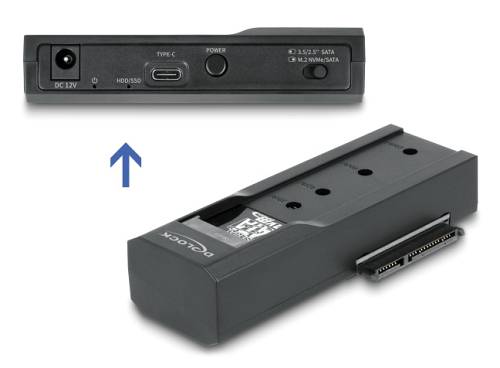 DELOCK docking station για M.2 NVMe/SATA ή 2.5"/3.5" SSD/HDD 64253, 10Gbps, μαύρο 64253