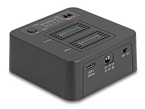 DELOCK docking station για M.2 NVMe SSD 64300, 2 θέσεων, 20Gbps, clone/erase function, μαύρο 64300