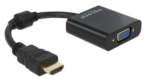 DELOCK αντάπτορας HDMI σε VGA 65512, 1080p, μαύρος 65512