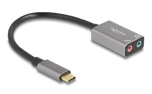 DELOCK εξωτερική κάρτα ήχου 67071, 2x 3.5mm, USB-C σύνδεση, γκρι 67071