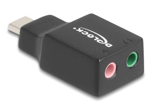 DELOCK εξωτερική κάρτα ήχου 67128, 2x 3.5mm, USB-C σύνδεση, μαύρη 67128