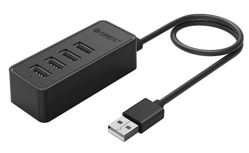 ORICO USB hub W5P-U2, 4x θυρών, USB 2.0, 480Mbps, USB σύνδεση, 1m καλώδιο, μαύρο 6942227107886