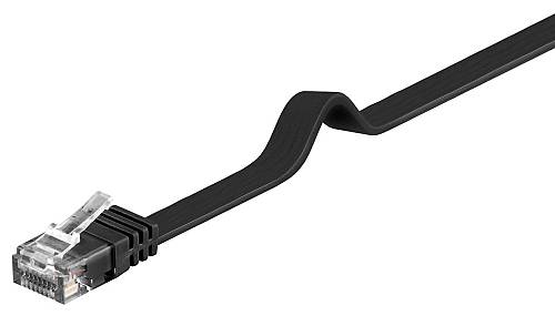GOOBAY καλώδιο δικτύου 95381, CAT 6 U/UTP, flat, copper, 10m, μαύρο 95381