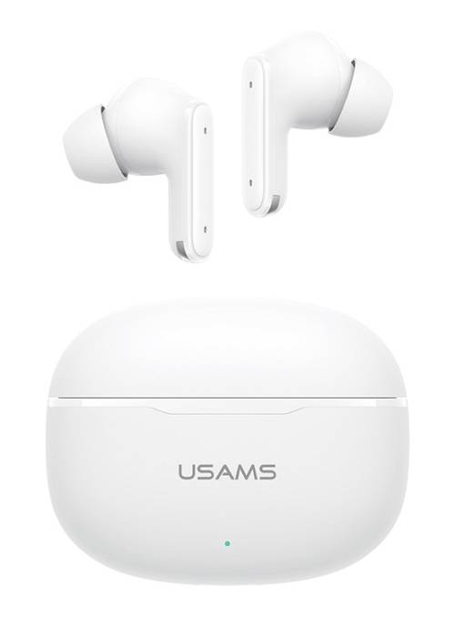 USAMS earphones με θήκη φόρτισης E05, True Wireless, BT 6.0, λευκό BHE0502