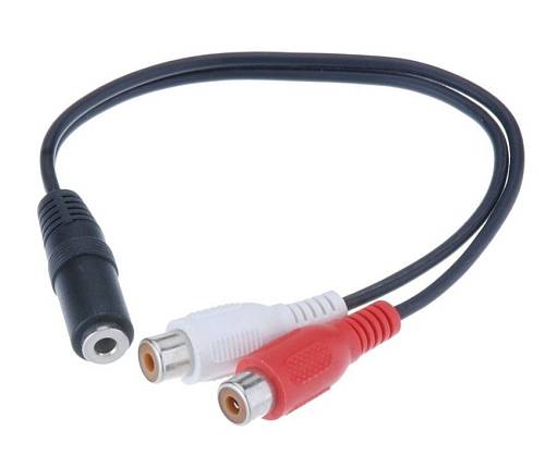 POWERTECH καλώδιο 3.5mm θηλυκό σε 2x RCA θηλυκό CAB-R012 0.20m, μαύρο CAB-R012