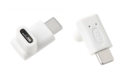 POWERTECH αντάπτορας USB-C αρσενικό σε θηλυκό CAB-U099, 90°, λευκός CAB-U099