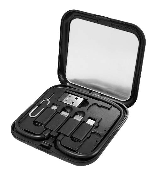 POWERTECH all in one κιτ φόρτισης με καλώδιο & αντάπτορες CAB-U162, 60W, 30cm, μαύρο CAB-U162