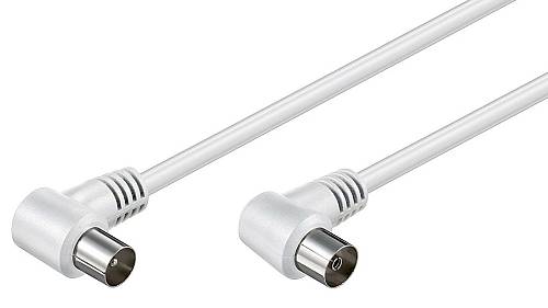 POWERTECH καλώδιο κεραίας RF αρσενικό - RF θηλυκό CAB-V003, γωνιακό, λευκό, 1.5m CAB-V003