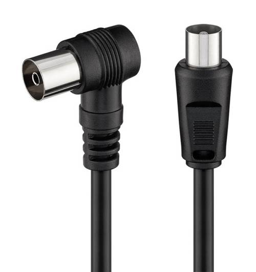 POWERTECH καλώδιο κεραίας RF αρσενικό - RF θηλυκό CAB-V041, γωνιακό, μαύρο, 1.5m CAB-V041