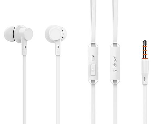 CELEBRAT earphones με μικρόφωνο G19, 3.5mm σύνδεση, Φ10mm, 1.2m, λευκά CL-G19-WH