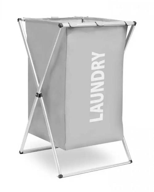 Καλάθι απλύτων CLN-004 με 1 σάκο, υφασμάτινο, 60x38x35mm, γκρι CLN-0049