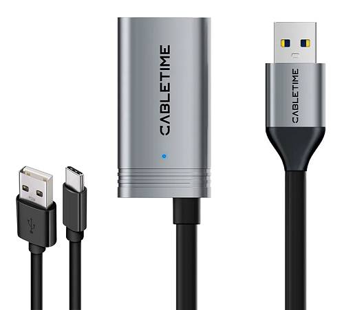 CABLETIME καλώδιο προέκτασης USB CT-AMAFA3, active, 5Gbps, 5m, μαύρο CT-AMAFA3-AG5