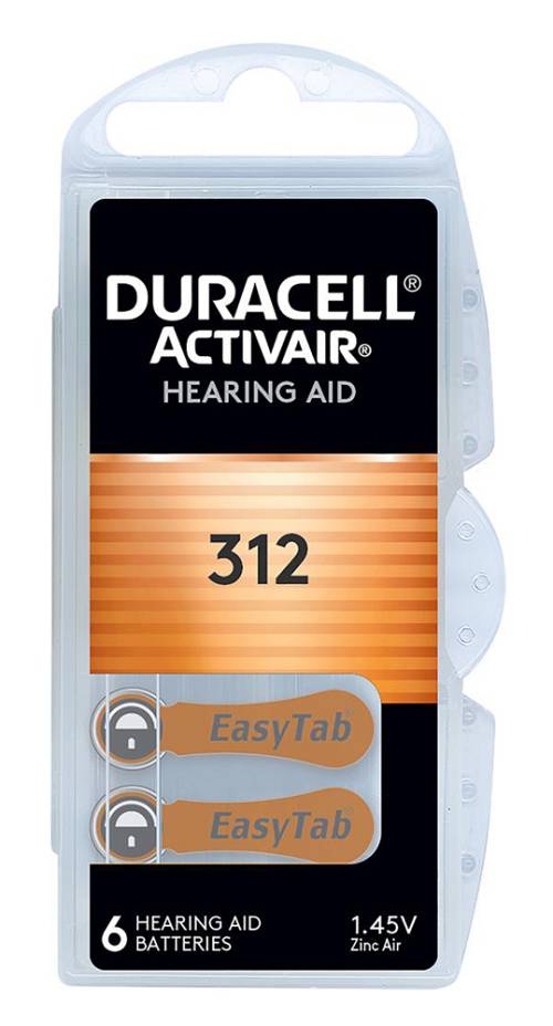 DURACELL μπαταρίες ακουστικών βαρηκοΐας Activair 312, 1.45V, 6τμχ D312