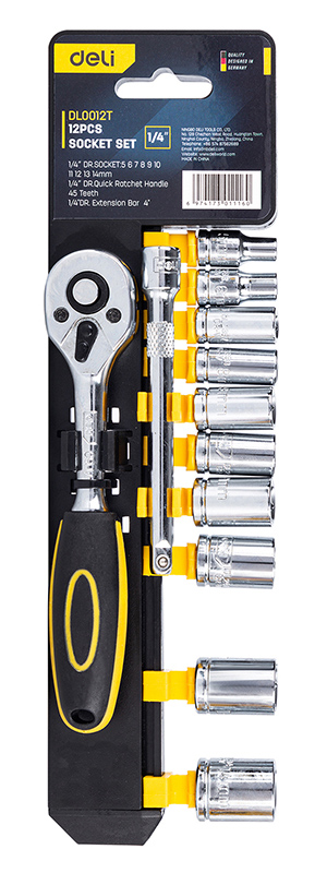 DELI σετ καστάνια με καρυδάκια DL0012T, 45 δόντια, 1/4", 150mm, 12τμχ DL0012T