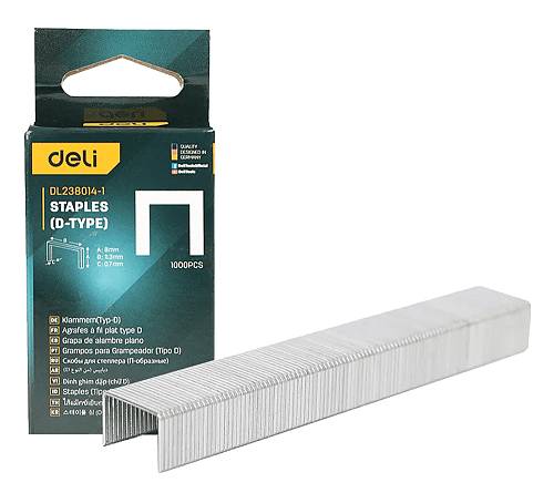 DELI συνδετήρες σχήματος Π DL238014-1 για καρφωτικό, 0.7x8x11.3mm, 1000τμχ DL238014-1