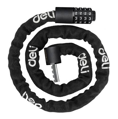 DELI κλειδαριά ποδηλάτου συνδυασμού DL508031, Φ4mm, 1m, μαύρη DL508031