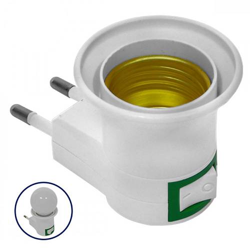 Ντουί ρεύματος E27-019 με υποδοχή E27, διακόπτης on/off, λευκό E27-019