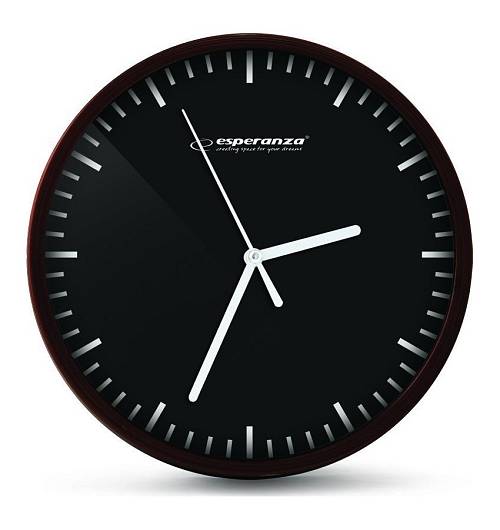 ESPERANZA ρολόι τοίχου Budapest EHC010K, 20cm, μαύρο-όψη ξύλου EHC010K