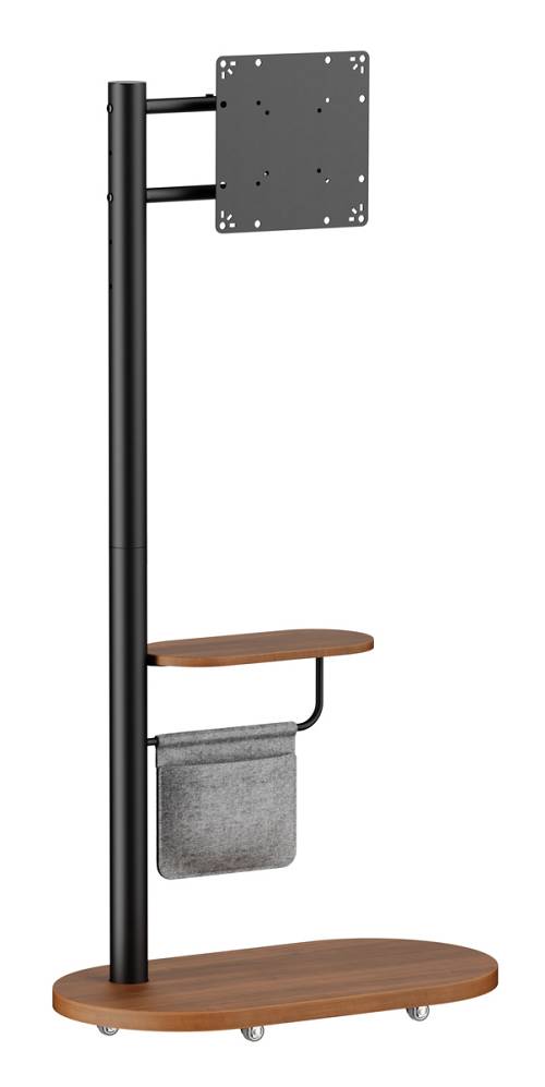 BRATECK βάση τηλεόρασης δαπέδου FS54-22T-02W, 17-43", έως 15kg, με ράφι & ροδάκια, μαύρη FS54-22T-02W-BK