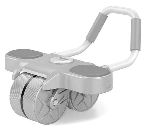 Ρόδα κοιλιακών GYM-0026 με ματ & χρονόμετρο, αντιολισθητικές λαβές, γκρι GYM-0026