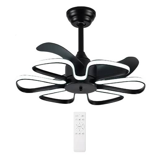 POWERTECH ανεμιστήρας οροφής HLL-0174 με LED φως, 96W, Φ55x35cm, μαύρος HLL-0174