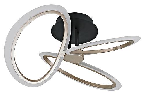 POWERTECH LED φωτιστικό οροφής HLL-0206, 40W, 4000K, Φ53x26cm, οπάλ χρυσό/μαύρο HLL-0206