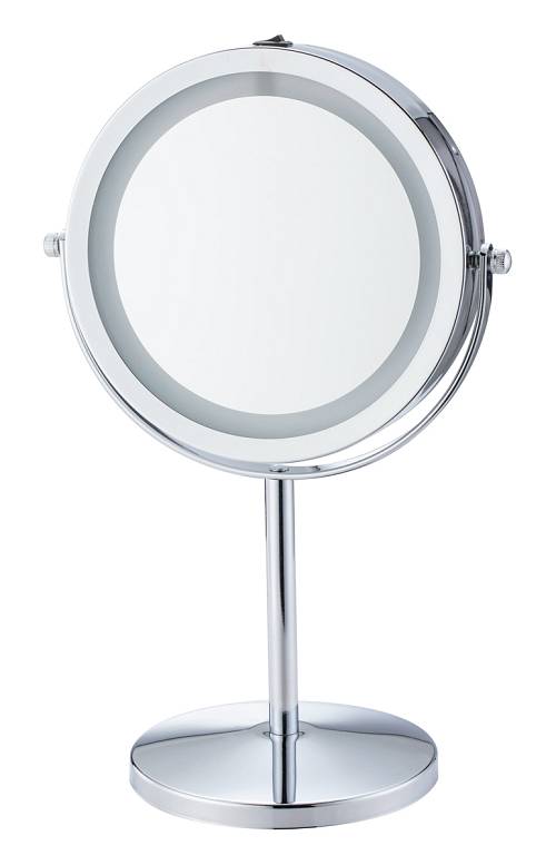 HOME USE επιτραπέζιος καθρέφτης HUH-0185 με LED φως, 1x/5x zoom, ασημί HUH-0185