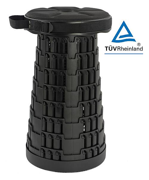 HOME USE πτυσσόμενο καρεκλάκι HUH-0235 με μαξιλάρι, αντοχή έως 250kg, 25.5x45cm, μαύρο HUH-0235